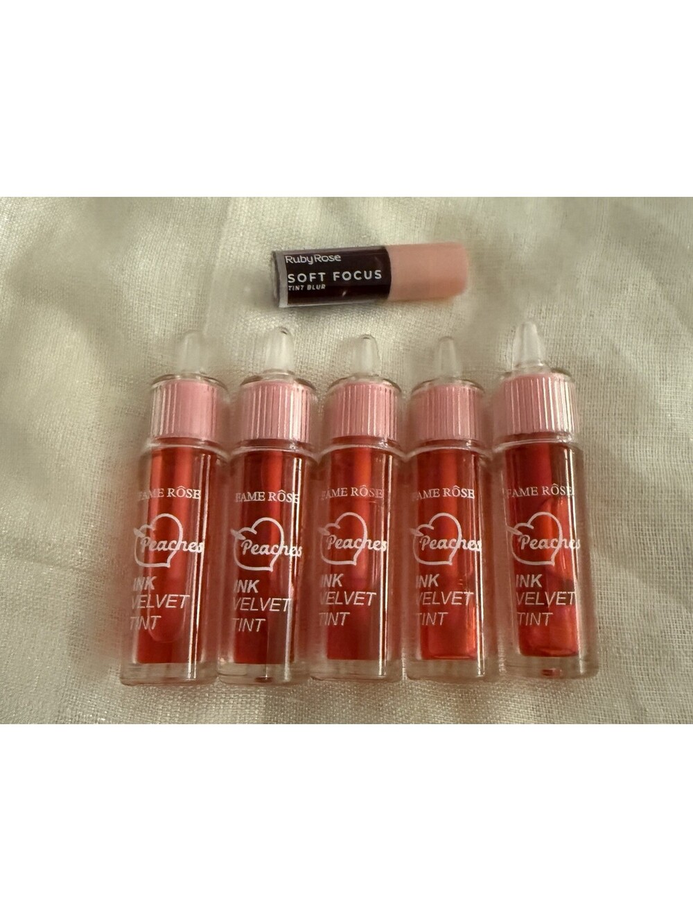 Fame Rose Peaches Ink Velvet Tint Lot of 5 + Ruby Rose Soft Focus Tint Blush  Co